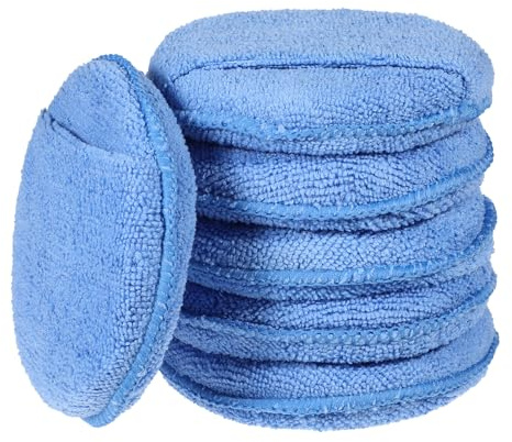 6 Stück Mikrofaser Wachs Applikatorpads Mikrofaser Applikatorpad Mit Fingertasche Mikrofasers Auto Handpolierschwamm Waschset Applikator Set für Sauberes Auto Autoglas(4.92 Zoll 12.5 cm)
