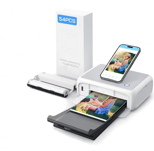 WOLFANG Fotodrucker, Sofortbilddrucker mit 54 Blatt (4 x 6 Zoll), unterstützt WLAN-Verbindung, kreative Fotobearbeitungs-Apps, für iOS/Android-Smartphone