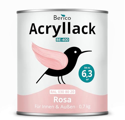 Berico Acryllack - 0,7 Kg - 4in1 Lack, Möbellack - Rosa Lachsrosa | Robuster 4in1 Buntlack, Langlebig für Innen und Außen – haftet auf Holz, Metall, Kunststoff und Fliesen.