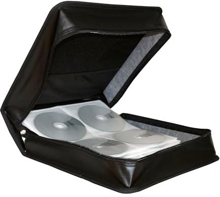 MediaRange Disc-Archivmappe für 300 Discs Kunstleder Schwarz | Für 300 Discs | Kunstleder | Reißverschluss | Schutz vor Staub