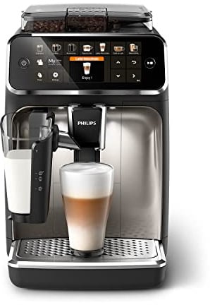 Philips Serie 5400 Kaffeevollautomat - LatteGo, 12 Getränke, Milchaufschäumer, Touchscreen, 4 Profile, Chrom-Finish (EP5447/90)