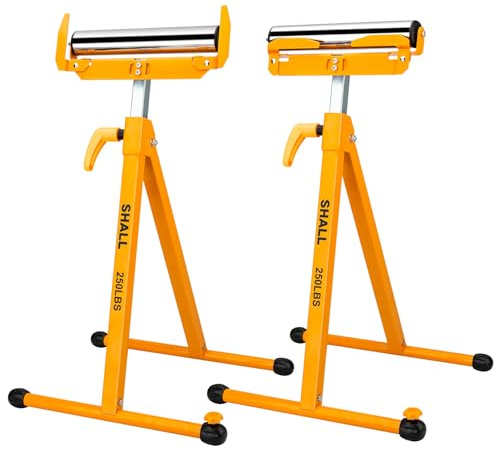 Shall 2-Pack faltbarer Rollenständer pro Heavy Duty 250 LBS Tragfähigkeit bis 27.8-43'' Einstellbare Höhe pro Tischsäge Outfeed Holzbearbeitung