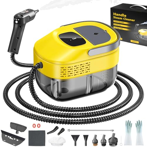 2026 neu 3-stufig einstellbarer dampfreiniger handgerät, 10 Sekunden Aufheizzeit und 1600 ml großer Tank Handdampfreiniger, Dampfreiniger für Haushalt und Auto, Küche, Fenstern (Gelb)