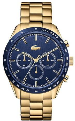 Lacoste Chronograph Quarz Uhr für Herren Kollektion Boston mit Goldfarben Edelstahlarmband - 2011096