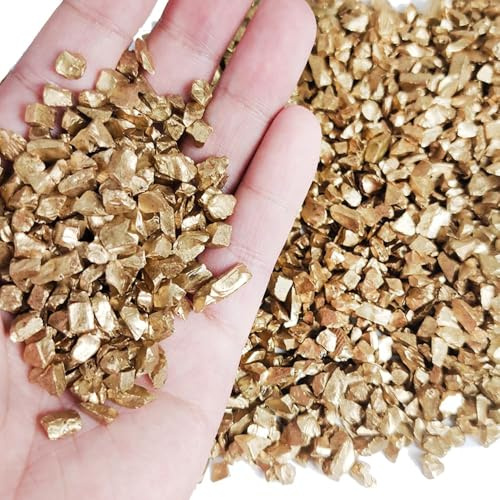 HappyFiller Goldnuggets zerkleinerte Glaskies, Steine, Sandsteine, 0,5 kg, für Bastelarbeiten, Harzkunst, Vasenfüller, Hochzeitsdekoration, Heimakzente, Kerzenhalter