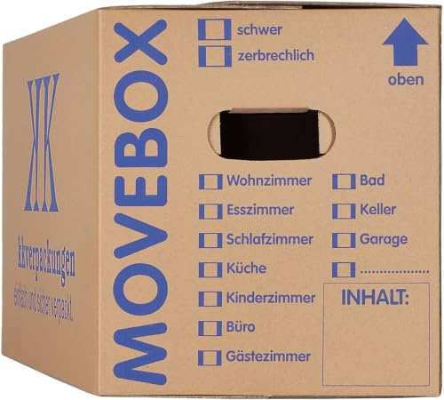 50 x Umzugskartons Movebox 2-wellig doppelter Boden in Profi Qualität 634 x 290 x 326 mm