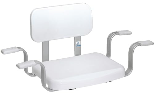 Weinberger Badewannensitz mit Rückenlehne | Sitzbrett | Belastbar bis 150 kg | Anti-Rutsch | Wannenbreite 52-64 cm | Moderne Badezimmerhilfe für Senioren | Modell 48538 | Weiß
