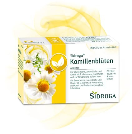 Sidroga Kamillenblüten – 100 % Kamillenblüten in Arzneiteequalität bei Magen-Darm-Beschwerden, Reizungen der Atemwege und mehr - Arzneitee - 20 Teebeutel à 1,5 g