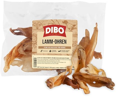 DIBO Lammohren, 70g-Beutel, der kleine Naturkau-Snack oder Leckerli für Zwischendurch, Hundefutter, Qualitätskauartikel ohne Chemie von DIBO