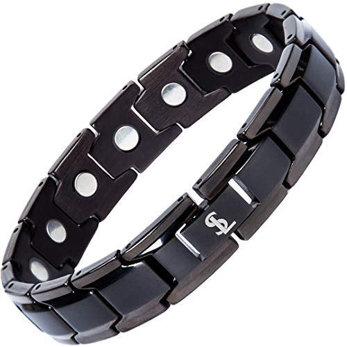 Smarter LifeStyle Elegantes Magnetisches Therapie-Armband Aus Titan Schmerzlinderung Für Arthritis Und Karpaltunnelsyndrom Schwarz Für Herren Und Frauen