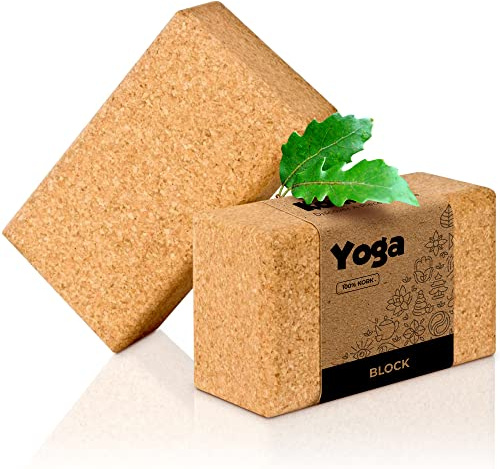 Yoga-Block Kork einzeln oder 2er-Set - 100% Kork, Made in EU | Hatha Kork Klotz Yoga, Fitness, Meditation & Pilates Zubehör Hilfsmittel für Anfänger, Rücken-Training und Dehnen