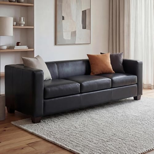 Mendler 3er Sofa Lille - Kunstleder, schwarz | Couch, Loungesofa