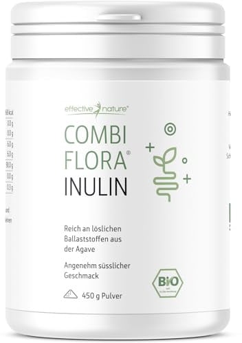 Effective Nature Bio Inulin Pulver - 100% lösliches Ballaststoffpulver aus biologischer Agave, glutenfrei, vegan - 450g