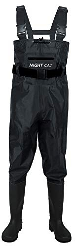 Night Cat Wathose Herren Damen Frauen Wathose mit Stiefeln wasserdichte Atmungsaktive Crosswater Waders Schwarz 42