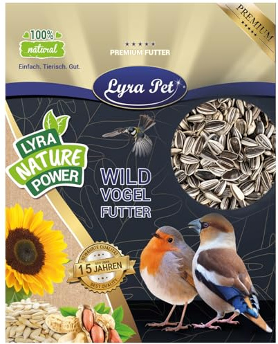 Lyra Pet® 25 kg Sonnenblumenkerne gestreift Vogelfutter Wildvögel | Wildvogelfutter für Sommer & Winter - Ideal für freilebende Vögel - Ölreiches Streufutter - Kräftige & gesunde Schnäbel