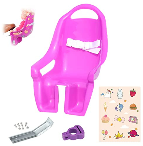 AVASTA Puppenfahrradsitz für Mädchenfahrrad mit DIY-Einhorn-Aufklebern, Babypuppen-Fahrradträger, Violett