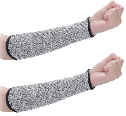 Schnittfeste Ärmel, 1 Paar Ärmelschoner Hitzebeständiger Ärmelschutz Schnittfest Armstulpen Unterarmschutz Arm Sleeve Schnittschutz Armschutz Protektor für Garten Küche Kochen Grau (ohne Daumenloch)