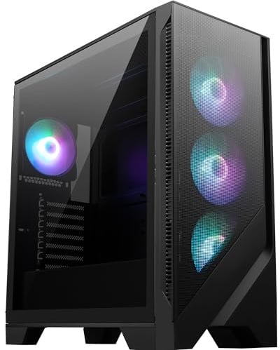 MSI MAG Forge 321R Airflow Mid-Tower PC-Gehäuse - ATX-Kapazität, RTX 40 GPU-Unterstützung, ARGB-Lüfter, magnetische Staubfilter, gehärtetes Glas, 4 ARGB-LHub, USB 3.2 Generation 2x2 Typ-C