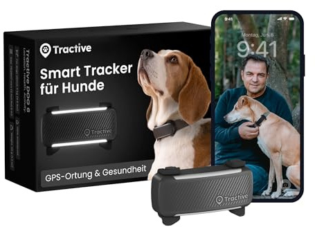 Tractive GPS Tracker Hund | 2025 Edition | Live-Ortung | Weglaufalarm | Aktivitätstracking | Gesundheitswarnungen | Bellverhalten | Empfohlen von Martin Rütter (Schwarz)