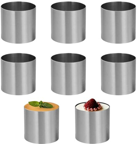 EXIN DEHCEN 8 St Dessertringe 5cm Durchmesser, Mousse Ringe Dessertring Set | Mini Tortenring Kleine Kuchenform Dessert Schimmel, Edelstahl Dessertringe und Speiseringe, für DIY Torte Fondant Sushi
