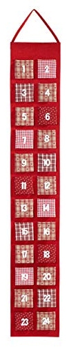 Heitmann Deco Adventskalender aus Filz zum Aufhängen – Rot, Beige & Weiß – 24 Türchen zum Selbstbefüllen, dekorativer Stoffkalender für Wand & Tür
