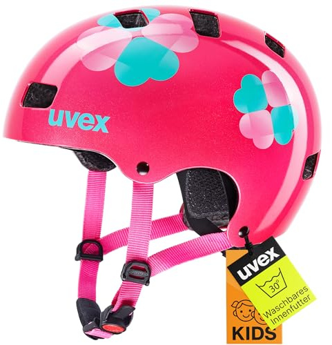 uvex Kid 3 - robuster Fahrradhelm für Kinder- individuelle Größenanpassung - optimierte Belüftung - pink Flower - 51-55 cm