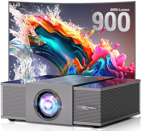 ULTIMEA Beamer 4K Heimkino Unterstützt 900 ANSI-Lumen mit Hindernisvermeidung und 6D Trapezkorrektur, 30W Lautsprecher, Native 1080P Projektor WiFi Bluetooth 5.3 für Wohnzimmer, Apollo P60 Smart-Serie