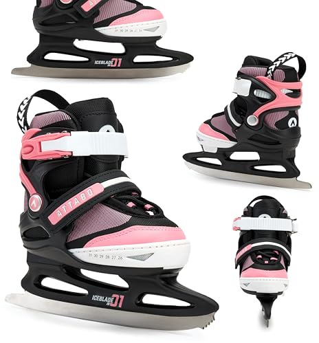 ATTABO Zola verstellbare Kinderschlittschuhe für Mädchen | Mitwachsende Freizeit-Skates mit 5-Größen-System | Warmes Innenfutter, Knöchelstütze, Hockeykufen aus Edelstahl