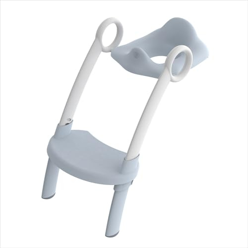 Rotho Babydesign TOP XTRA Toilettensitz Kinder mit Treppe klappbar Grau | Kinder Toilettensitz, Trittleiter, rutschfester Halt, höhenverstellbar, leicht zu reinigen, bequem, klappbar, in Grau