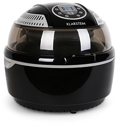Klarstein VitAir Heißluftfritteuse Fritteuse, 1400 Watt, fett-frei Frittieren + Backen + Grillen + Rösten, Halogen-Infrarot-Heizelement, Automatik, Antihaft-Beschichtung, schwarz