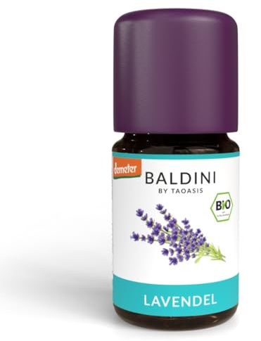 Baldini Bio Lavendelöl 5ml - 100% Naturreines Ätherisches Öl - Lebensmittelqualität - Vegan - für Speisen, Getränke & Aroma Diffuser - aus Italien