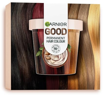 Garnier Dauerhafte Haarfarbe, Haarfärbeset für intensive und langanhaltende , Coloration für bis zu 8 Wochen strahlende Farbe, Ohne Ammoniak, 4.0 Kakao Braun, Good Starter Set