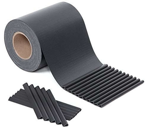SONGMICS PVC Sichtschutzstreifen, Zaunfolie 40 m x 19 cm, extra dick und Blickdicht, mit 25 x Befestigungsclips, anthrazit GPJ040H