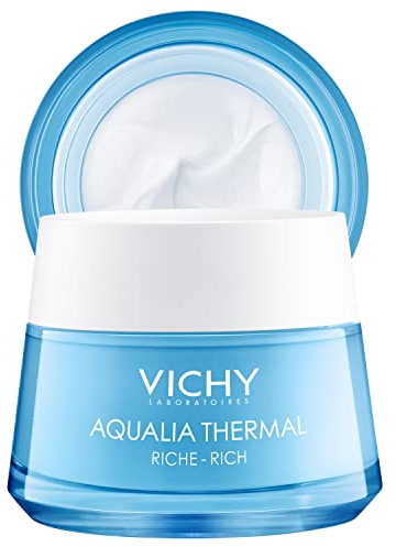 VICHY Reichhaltige Gesichtscreme für trockene bis sehr trockene Haut, Aufpolsternd und beruhigend, 48 Stunden Feuchtigkeit, Mit Hyaluron und pflanzlichem Zucker, Aqualia Thermal, 50 ml