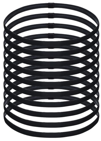Chiluxendo 10 Stück Haarband Jungs Sport Schwarz, Stirnband Nicht Rutschend | Haarbänder Damen Dünn, Stirnbänder Elastische Silikon Rutschfeste zum Laufen, Yoga, Training im Fußball und Mehr