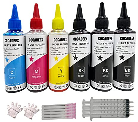 COCADEEX 600 ml Tinten-Nachfüllset, kompatibel mit HP Canon Brother Epson Lexmark Desktop-Tintenstrahldruckern