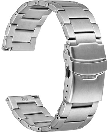 WOCCI Schwerlast Uhrenarmband aus Metall, Ersatzarmband aus Edelstahl 316 L, Faltschließe, Kompatible Uhrenanstoßbreite 18mm 20mm 22mm 24mm