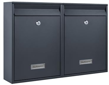 Zedelmaier Mehrfamilienhaus personalisiert 2er Briefkastensysteme DIN C4 Briefkastenanlage Briefkästen Wandbriefkasten Postkasten inkl. 4 Schlüsseln 26x35x8,5cm Anthrazit XL