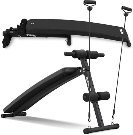 ZIPRO Sit Up Bank Schrägbank Bauchtrainer klappbare Fitnessbank mit 5-fach verstellbarer Rückenlehne 20–30° Trainingsbank mit Expandern Belastbarkeit 200 kg für Home Gym