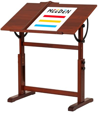 MEEDEN Zeichentisch aus Holz, Zeichentisch für Künstler mit höhenverstellbarer Neigbarer Tischplatte Großer Oberfläche, Studio Maltisch, Kunsthandwerkstisch zum Schreiben, Lesen, Arbeitstisch