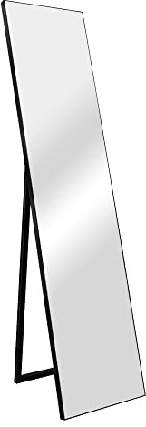 [en.casa] Standspiegel Barletta 150x35 cm Ganzkörperspiegel rechteckig Ankleidespiegel kippbar neigbar Schwarz