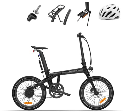 A Dece Oasis ADO E-Bike Air Carbon Elektrofahrrad, ebike Damen/ebike Herren,Bike,klapprad Riemenantrieb 14,5Kg IPS LCD Display, GPS,ADO APP,250W(Schwarz)