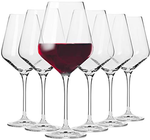Krosno Rotweingläser 6er Set, 550 ml, Avant-Garde Kollektion | Weingläser Set für Rotwein, Bleifreies Kristall Weinglas mit großem Kelch, Cabernet Sauvignon und Syrah, Spülmaschinenfest