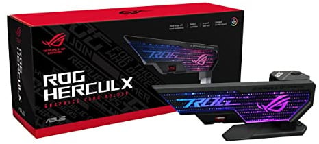 ASUS ROG Herculx Grafikkartenhalter (Stützhöhe 72-128 mm, Montage ohne Werkzeug, integrierte Wasserwaage, Aura Sync, Schwarz)