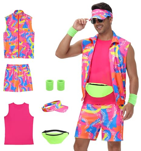 Tosjack 80er Jahre Outfit Herren - 80er Jahre Kostüm für Erwachsene, Halloween-Cosplay-Paarkostüm-Set
