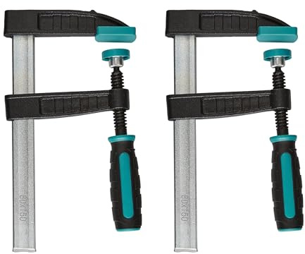 wolfcraft Schraubzwingen Set 2tlg. I 8645000 I Für vielfältige Spannanwendungen – ideal für DIY-Projekte I Ausladung 80 mm I Spannweite 150 mm I Spannkraft: 270 kg