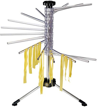 Westmark Nudeltrockner/Nudelständer, mit 16 Stäben, zusammenklappbar, Kunststoff/Rostfreier Edelstahl, Höhe: 47 cm, Pasta-Tree, Silber/Transparent, 61332260