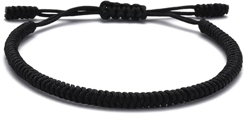 LUCKY BUDDHIST Tibetisches Glücksarmband – Buddhistisches Armband für Herren und Damen, verstellbares geflochtenes Armband mit Buddha Schlüsselanhänger aus Holz