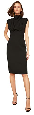 TRENDYOL Damen Schwarzes Steile Kragenkleid Business Casual Dress (1er Pack)