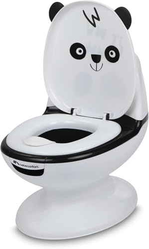 Bebeconfort Minitoilette, Töpfchen Baby, 1–3 Jahre, 0–20 kg, lebensechtes Design mit Spritzschutz, echtes Spülgeräusch, abnehmbare Schüssel, leicht zu reinigen, Gummifuß, Panda